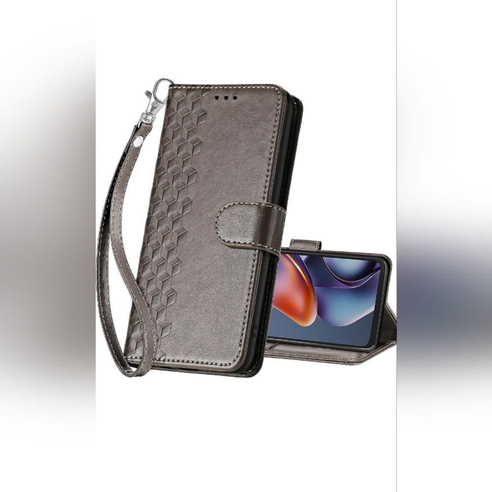 Hexagonal Pattern Leather Phone Case - Gray